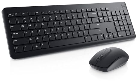 Dell Keyboard and Mouse - KM3322W - US English - USB Plunger Wireless RF 2.40 GHz Keyboard - Black - USB Wireless RF Mouse - Optical - 1000 dpi - Scroll Wheel - Black - Multimedia, Mute, Volume Up, Vo