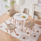 GrandCA HOME Esstisch und 4 Esszimmerstühle, Modernes Esszimmer-Set, Runder Desktop-Tisch mit Spleißstruktur und Küchenstühle in Khaki