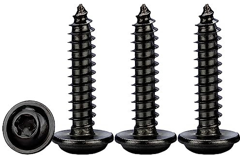 Drenky Tellerkopf Holzschrauben Torx M5x16mm,50 Stück Blechschrauben Edelstahl Flachkopf Mit Scheibe Edelstahl Rostfrei A2 V2A Schwarz Selbstschneidende Schrauben Vollgewinde
