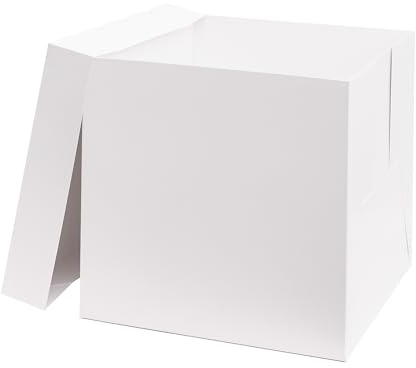 The Baked Studio - Tall White Cake Boxes With Lids (8x 8x 8, Pack of 5)