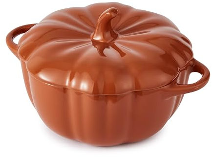 Wade WA975002ORA Cocotte citrouille moyenne avec intérieur émaillé lisse, grès, capacité 710 ml, 19,5 cm, orange