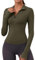 Rapbin Sportshirt Damen Sport T-Shirt Funktionsshirt Basic Langarmshirt Damen Sport Oberteile Fitness Atmungsaktive Running Shirts Armeegrün M