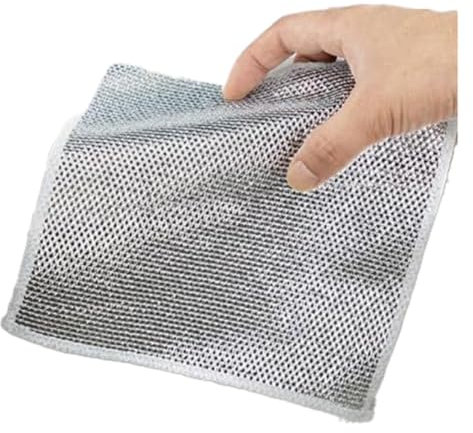 Pesderty Torchon Anti-Rayures, Utilisation Humide et Sèche, Frotte et Nettoie la Vaisselle, Les Éviers, Les Comptoirs, Les Cuisinières, Rinçage Facile, Lavable en Machine 10 Pièces Argent