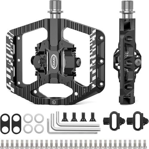 CXWXC Pedales de Bicicleta con Clic y Pedales Planos con 3 rodamientos, Pedales de Aluminio MTB, 9/16 Pulgadas, Pedales de Bicicleta para Bicicleta de Carretera, Bicicleta de montaña (Negro)