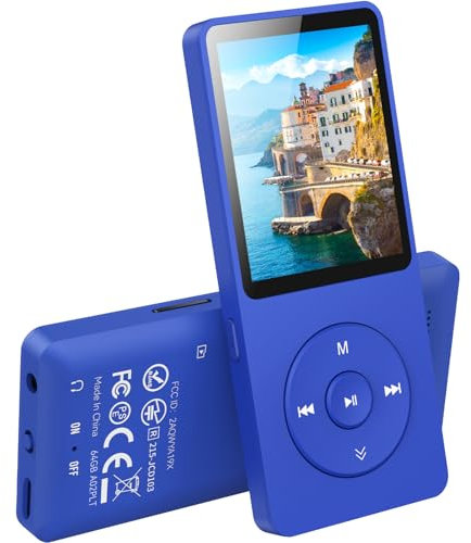 64Go Lecteur MP3 Bluetooth 5.3 AGPTEK Lecteur Musical avec Haut-Parleur et Bouton Volume Baladeur Portable sans Perte HiFi 70H Ultra-Longue Autonomie MP3 Sport avec Radio FM(sans Casque)-Bleu Foncé