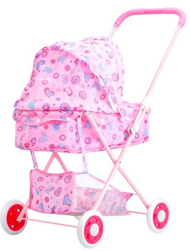 Barnvagn för babydockor, baby dockvagnar - Baby docktillbehör Högstol | Högstyrka Frame Nursery Toy barnvagn Realistisk låtsas spela för barndagens födelsedag påsk