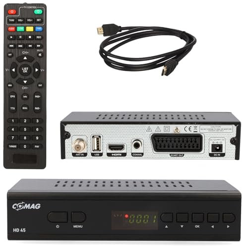 Comag HD45 V6 digitaler HD SAT Receiver mit PVR (HDTV, DVB-S2, HDMI, 1080p, SCART, USB TV Aufnahme & Mediaplayer, Full HD, Astra vorinstalliert) schwarz