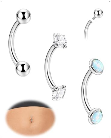 SanKristo 3 Piezas Piercings Ombligo de Acero Inoxidable de 10 mm, Clicker Ombligo de Acero Quirúrgico para Piercing con Anillos de Circonita Cúbica para Mujeres, Plata