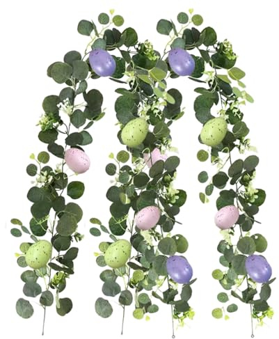 Ghirlanda primaverile per mensola - 2 pezzi corona primaverile con uova artificiali, ghirlanda per decorazione di Pasqua - per giardino primaverile, decorazione interna, festa della casa, camera