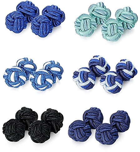 BESTEEL 6 Paare Manschettenknöpfe Knoten Seide Für Männer Frauen Hemd Vatertagsgeschenk