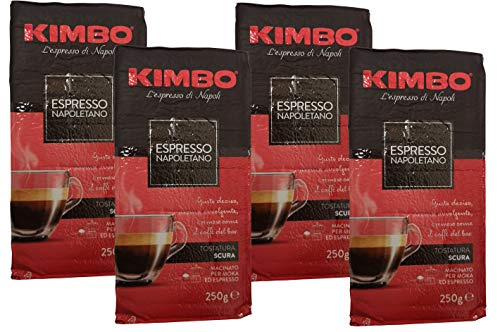 4x KIMBO Kaffee Espresso Napoletano 250g Packung gemahlen ground coffee caffè