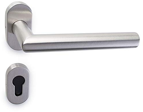 Sempro Livia Oval - Ensemble de poignées en acier inoxydable pour portails de jardin, distance flexible entre les vis de 45 à 50mm