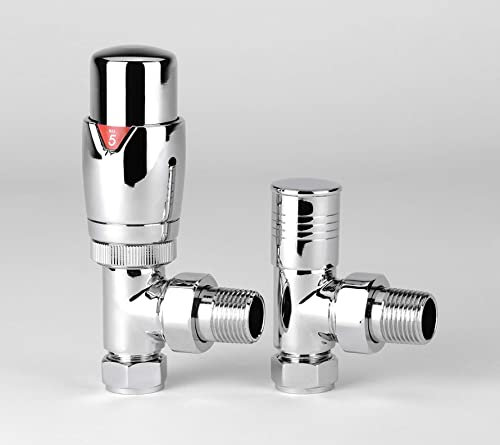 Greenedhouse ZZ-3022 Thermostatic Radiator & Towel Rail Valve Angled, Chrome