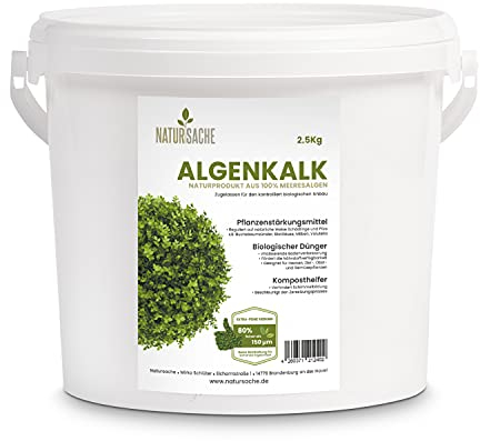 Natursache biologischer Algenkalk aus 100% Rotalge, 2,5kg I Reguliert Schädlinge auf natürliche Weise I Natur-Dünger für Buchsbäume & andere Pflanzen I Anleitung per E-Book