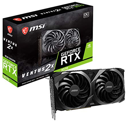 msi Gaming GeForce RTX 3070 8GB GDRR6 256-Bit HDMI/DP TORX Fan 3.0 Ampere Architecture OC Grafikkarte (RTX 3070 Ventus 2X OC), GeForce RTX 3070 Ventus 2X OC