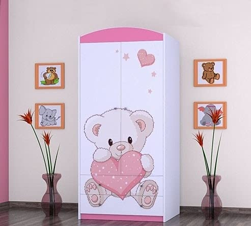 BDW 2-türiger Kleiderschrank mit Schubladen/Kleiderbügeln/Regalen/Kinderzimmer/Kleiderschrank / 88x55x187cm / 18mm Plattenstärke!