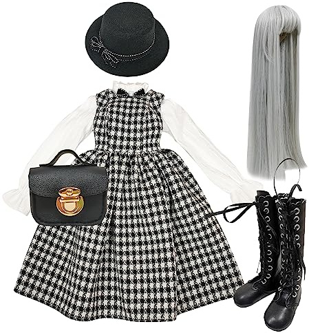 Proudoll 1/3 BJD docka 60 cm 24 tum SD boll fogade dockor kläder vinterklänning kostym kläder och accessoarer set (07)