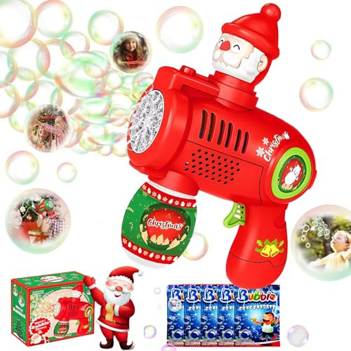 Bubble Machine,Bubble Maker Toy Automatische Seifenblasenpistole,Weihnachtsmann Seifenblasenmaschine Gun Kinder 10000 Blasen/Minute mit Seifenblasenlösung,Blasenspielzeug Geschenk Party Weihnachten