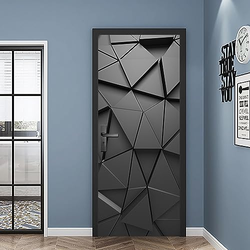 Türfolie Türposter Türtapete Selbstklebend 3D Pvc Türaufkleber Diy Türbild, Schwarz, Geometrisch, Tür, Wand, Fenster, PVC, Selbstklebend, Geometrie, 2 Stück