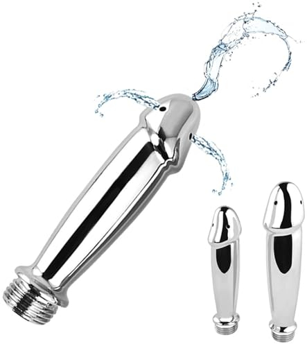 Axcroo Edelstahl Analdusche Vaginaldusche Dildo Duschköpfe Enema Nozzle Metall Klistierspritze Irrigator Einlauf Anal Vaginal Dusche Analspülung Darmreinigung für Männer Frauen Zur Intimreinigung (L)