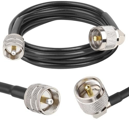 MOOKEERF CB Coax Cable - 6FT RG58 UHF PL-259 Male to Male Right Angle Coaxial Cable Low Loss Cb Antenna Cable Jumper Cable for CB Radio, HAM Radio, Antenna Analyzer, SWR Meter