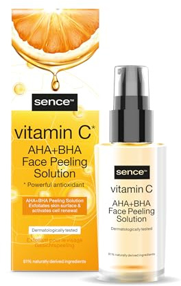 Sence Vitamina C Peeling Spray per il viso, Vegan Beauty Skincare Siero con acido citrico, Pantenolo, AHA e BHA, cosmetici per la pulizia del viso per donne e uomini (1 x 30 ml)