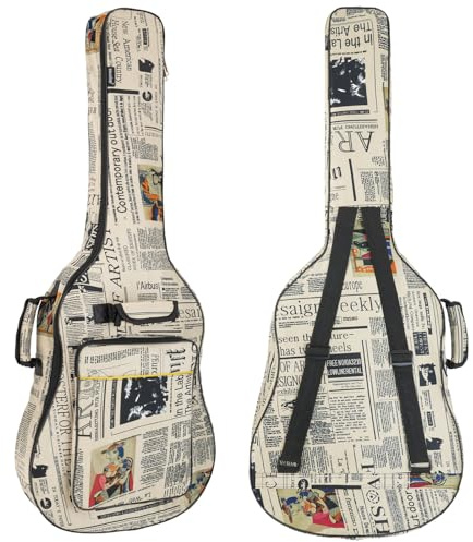 moosiker 40/41 Inch Acoustic Guitar Gig Bag 6mm Padding soft Guitar Case (40/41 inch Newspaper guitar bag)