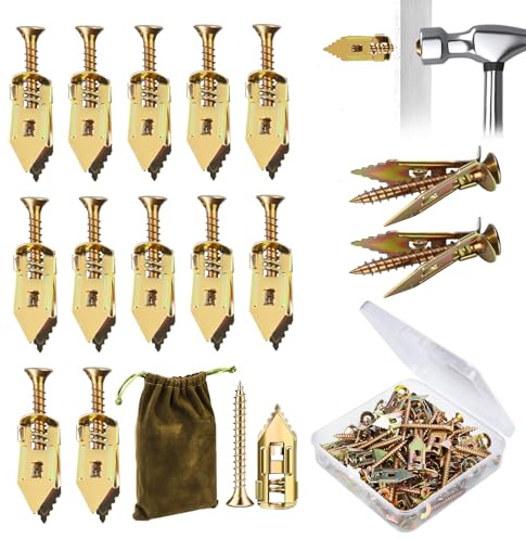 50 Set Self Drilling Drywall Anchors and Screws,Dry Wall Anchors Heavy Duty,Screws and Anchors Repair Tools for Wet and Drywall Fixing Picture,Furniture,Flags,Outdoor Decor-1.18inch