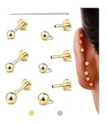 SLLAISS Piercing Tragus Acciaio Chirurgico 316L Piercing Orecchini Trago Helix 18G Filettato Internamente Stud Labret Medusa Flat Back Ipoallergenico Orecchini a pallina，Oro
