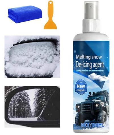 Duroecsain Dégivreur De Pare-Brise | 100 ML Agent de Dégivrage et de Fonte pour la Neige,Spray Polyvalent pour Enlèvement De La Neige - pour Pare-Brise Essuie-Glace Voiture Camping-Car Camion Garage