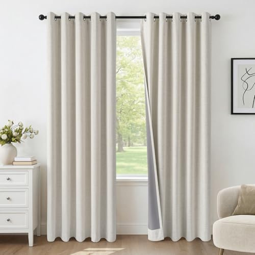 INOVADAY 100% Rideau Occultant Thermique 2 Panneaux 140x245 CM, Beige Clair