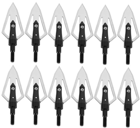 HNZMDY Kit d'accessoires pour tir à l'arc - Pointes de Chasse Sharp de 100 Grains avec boîte de Rangement pour Pointes de flèches - Convient à la Plupart des arcs Classiques et à poulies (12 pièces)