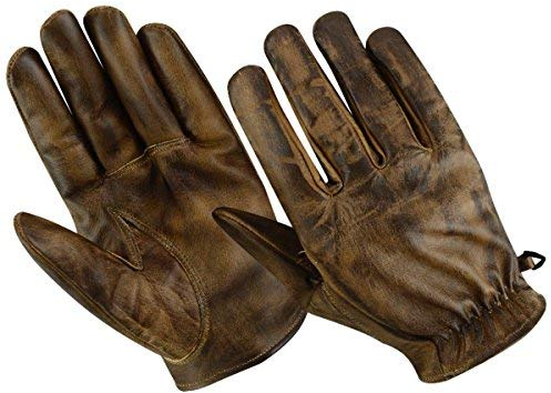 Motorradhandschuhe Leder Retro Old School Cafe Racer Chopper Schwarz 3XL, Holz braun