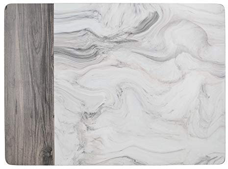 Creative Tops C000318 ‘Marble’ Printed Cork-Backed Placemats, Rectangular, White / Grey, 30 x 23 cm, Set of 6, Medium Placemats