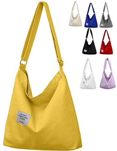 ZhengYue Damen Canvas Handtasche Schultertasche Casual Multifunktionale Umhängetaschen Groß für Schule Shopper Lässige täglich Gelb