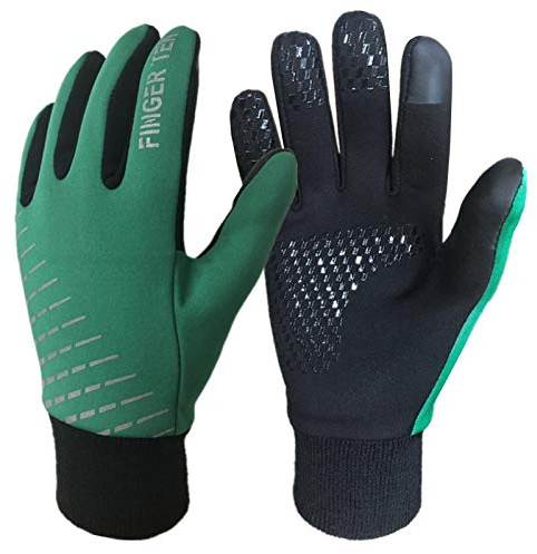 Handschuhe Kinder (2-15 Jahre) Winter Frühling Licht dünn Für Jungen Mädchen Fahrrad Laufen Fußball Handschuhe Outdoor Sport Touchscreen Warm (M, Grün)