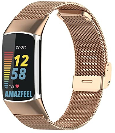YOOSIDE Metallarmband för Fitbit Charge 5, rostfritt stål nät ersättningsarmband kompatibelt med Fitbit Charge 5 för män och kvinnor