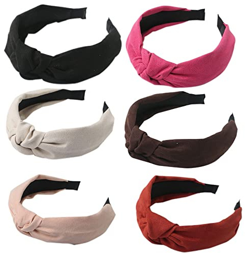 6Pcs Bandeau pour femmes Bandeaux à larges bords avec nœuds croisés Bandeau à petites fleurs Accessoires de cheveux pour femmes et filles (6DLF)