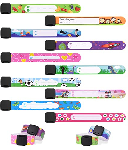 Vicloon 10 st Barnsäkerhet ID-armband, Anti-förlorat Barn ID-band Vattentäta återanvändbara för Barn Pojkar flickor Småbarn Baby