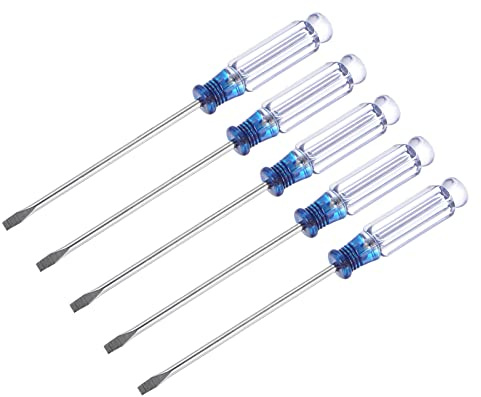 uxcell Mini Slotted Screwdriver, 3.0mm Flat Head 127mm Length for Small Appliances Repair, 5 Pcs