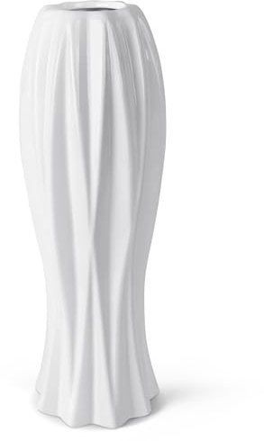 Kaitnax Vaso di fiori da 30,5 cm, in ceramica bianca, stile minimalismo, per mensola da tavolo, decorazione per la casa, vaso bianco per erba di pampa, decorazione per ufficio