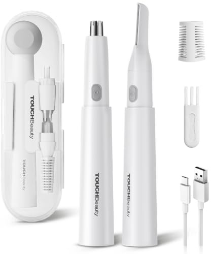 TOUCHBeauty Ear and Nose Hair Trimmer for Women-Upgraded All-in-One Facial Hair Trimmer with 11,000 RPM Powerful Motor, Rechargeable, IPX7 Waterproof, Easy to Clean, for Face Ear Nose and Eyebrow