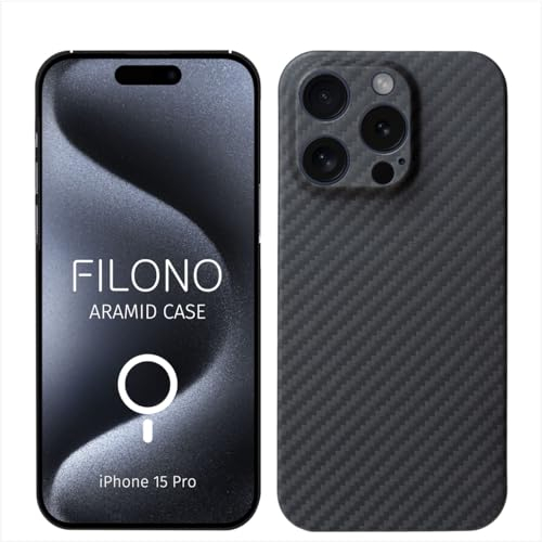 FILONO iPhone 15 Pro Aramid Hülle Ultra dünn | Designed in Germany | mit Kamera-Schutz, kompatibel mit MagSafe | Aramid Case