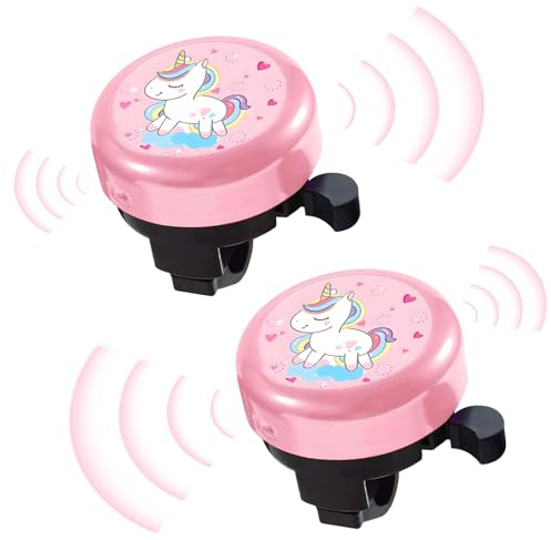 2 Sonnette Velo Enfant Fille Mini Sonnette de Vélo Licorne Sonnette Velo, Accessoires de vélo d'équilibre pour Enfants, Cadeau pour Enfants et Filles