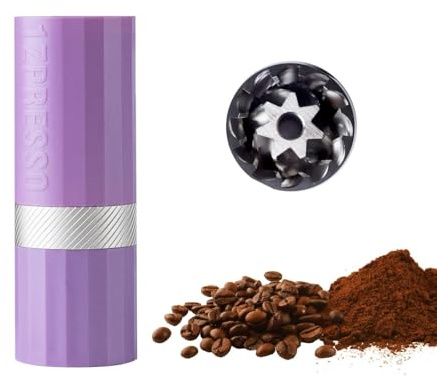 1Zpresso Q Air Manuale Macinacaffè - Viola - Assemblaggio Eptagonale in Acciaio Inox, Macina Conica, Guscio in Plastica, Leggero, Dimensioni da Viaggio, Regolazione Numerica, Smontaggio Senza Problemi