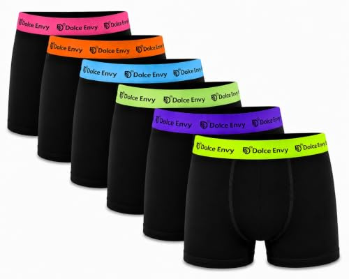 DOLCE ENVY 6 Pack Men's Boxers Shorts Assorted Colour Soft Cotton Elevate Your Underwear Collection with Premium Comfort Trunks (UK, Alpha, L, Regular, Regular, 6 MULTI)