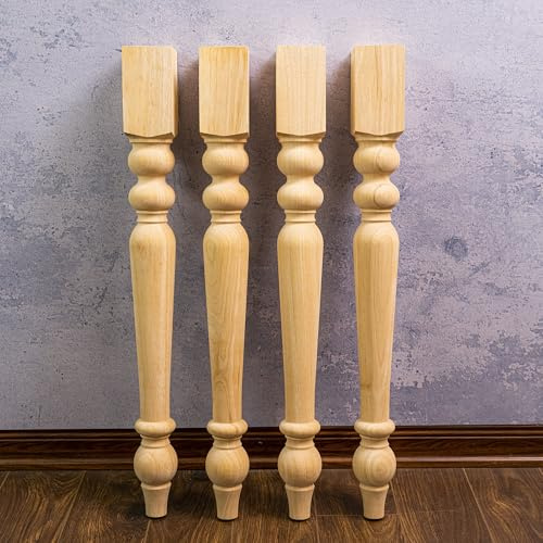decorluxes Unfinished Farmhouse Table Legs Dining Table 2.8 X 29 Set of 4 DIY Coffee Table Rustic Turned Style Leg | Easy to Paint Any Color You Want (29 inch)