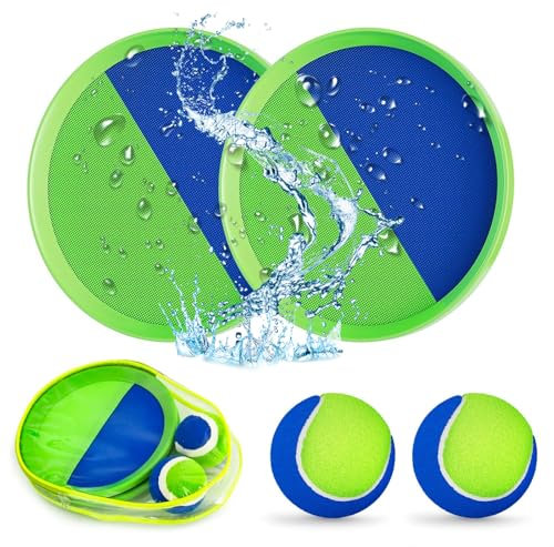 Haoutdory Juego de Pelota para Niños,Captura Bolas Raqueta Set,Juguete de Playa Impermeable,Juego de Lanzamiento y Atrape,Diversión en Familia para Niños y Niñas 3-12 Años,Regalo Ideal para el Verano