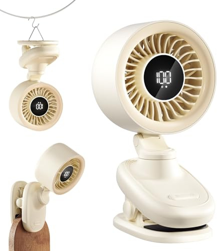 TRILINK Ventilatore da Tavolo USB con Pinza, Mini Ventilatore da Scrivania con Batteria Ricaricabile, Oscillazione, Timer, Velocità Regolabile Continua &Ultra Silenzioso, Piccolo Ventilatore Portatile