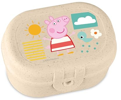 Koziol PASCAL MINI PEPPA PIG Snackbox | Lunchbox mit Clipverschluss | für Kinder | biozirkulärer Kunststoff, bruchfest, spülmaschinengeeignet | Schule, Kindergarten, Kita, Reise (organic sand)